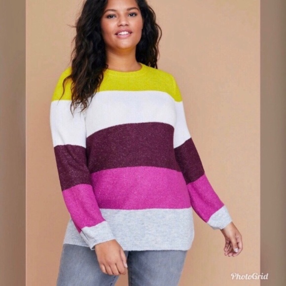 Lane Bryant Tops - Lane Bryant Vibrant Striped Sweater